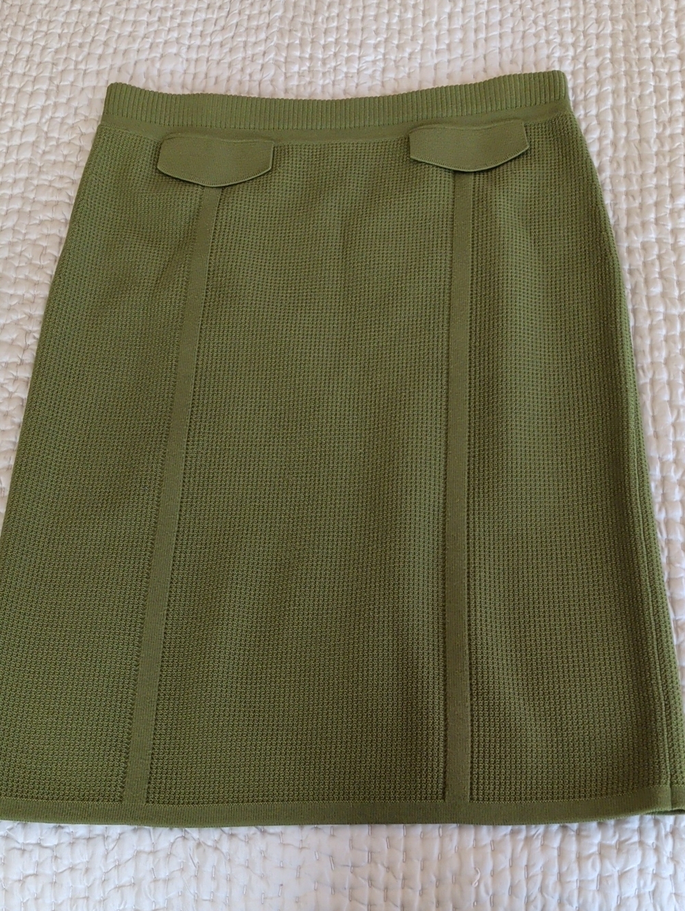 St. John Olive Green Knit Pencil Skirt